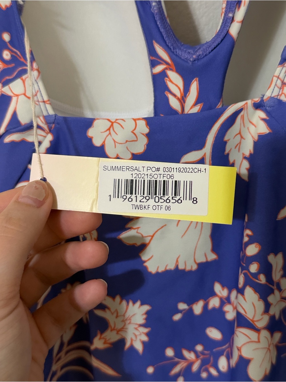 Summersalt Blue Floral Deep V One-Piece Swimsuit - Picture 7 of 8